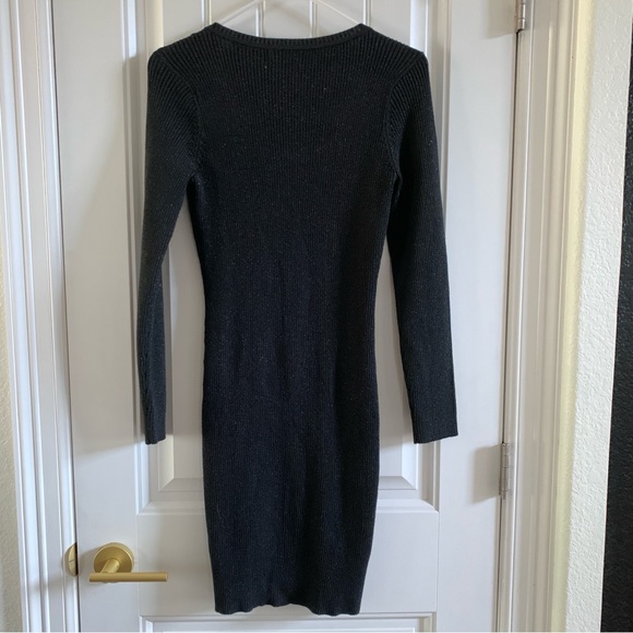 Pink Rose Full Zip Sparkle Ribbed V-Neck Sweater Dress in Black | NWT | Medium - Picture 5 of 5
